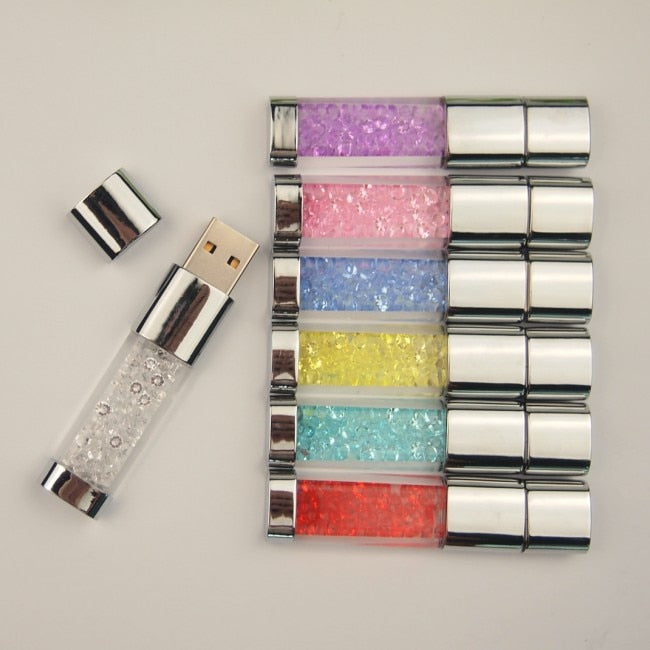 Pendrive USB Cristal e LED Criativo