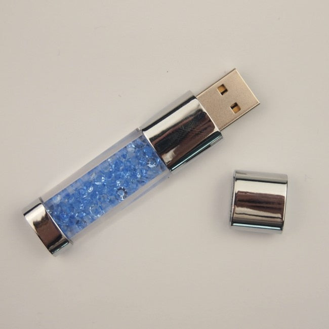 Pendrive USB Cristal e LED Criativo